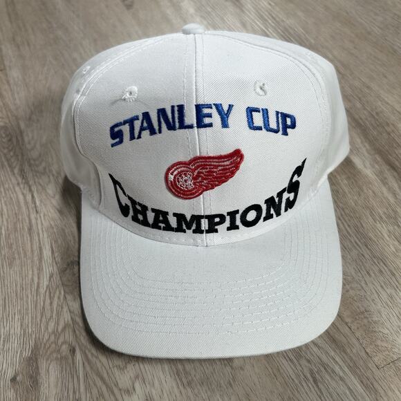 Vintage 1998 Detroit Red Wings Hat Snapback NHL White Stanley Cup Logo 7 Cap - Picture 1 of 8